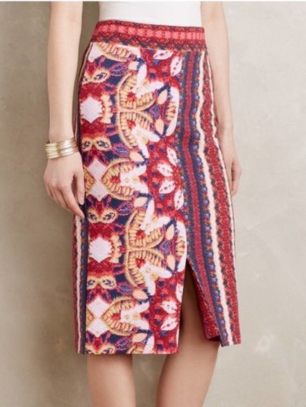 Anthropologie MAEVE "Marala" Multi-Color Bohemian Style Knit Pencil Skirt EUC